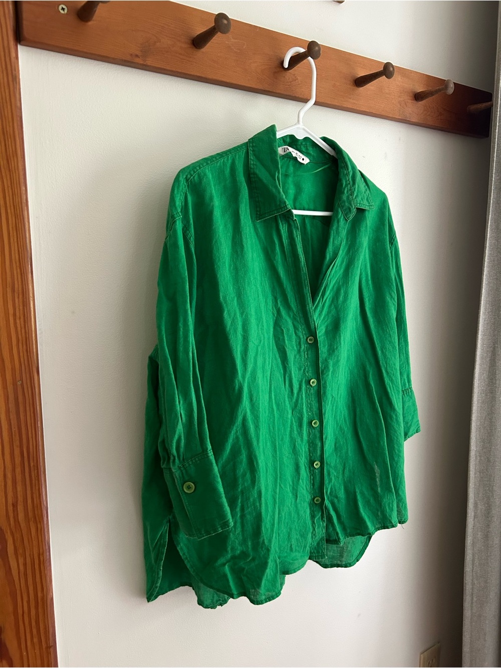 Zara Bright Green Button-Down Shirt
